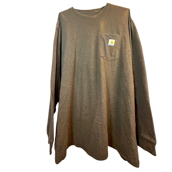 Mens CARHARTT Brown Long Sleeve Original Fit Shirt with Pocket, Size 2XL - Picture 1 of 7
